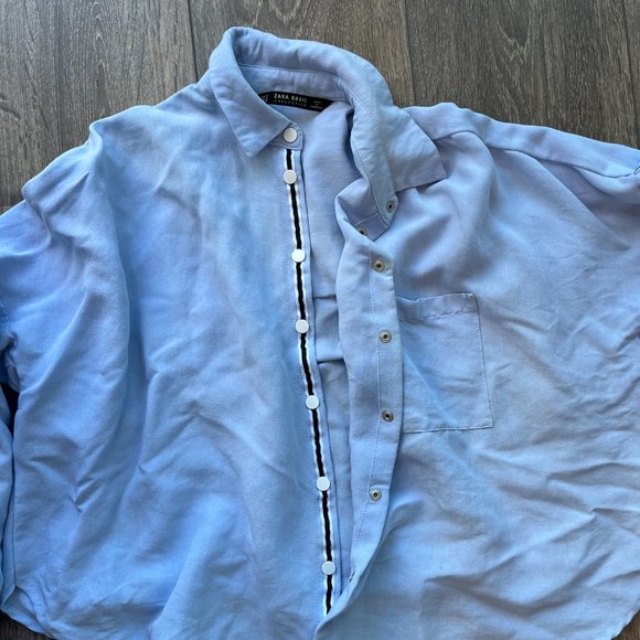 Zara Light Blue Denim Imitation Blouse - Picture 2 of 4